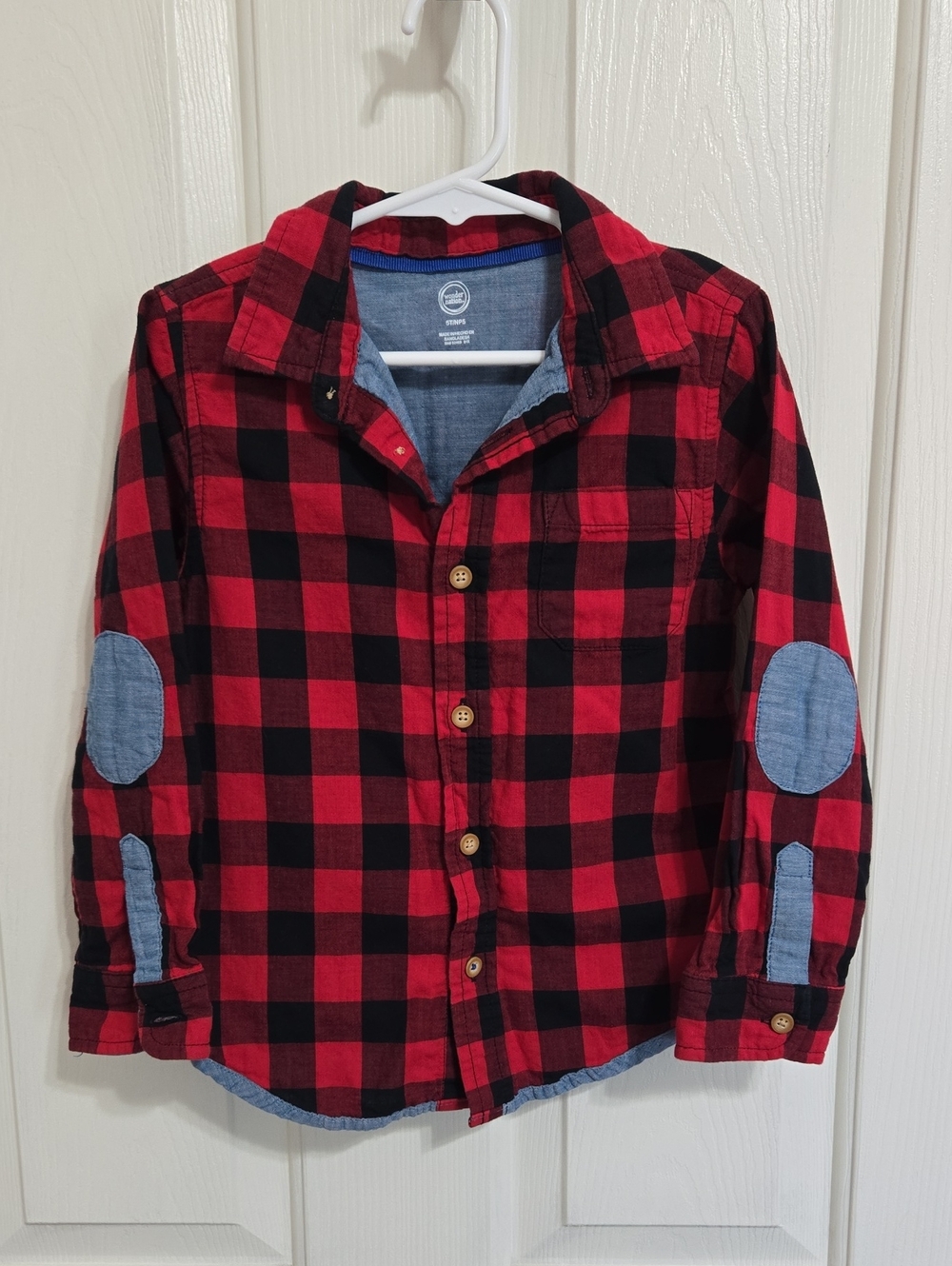 Wonder nation red and black plaid lined collared shirt